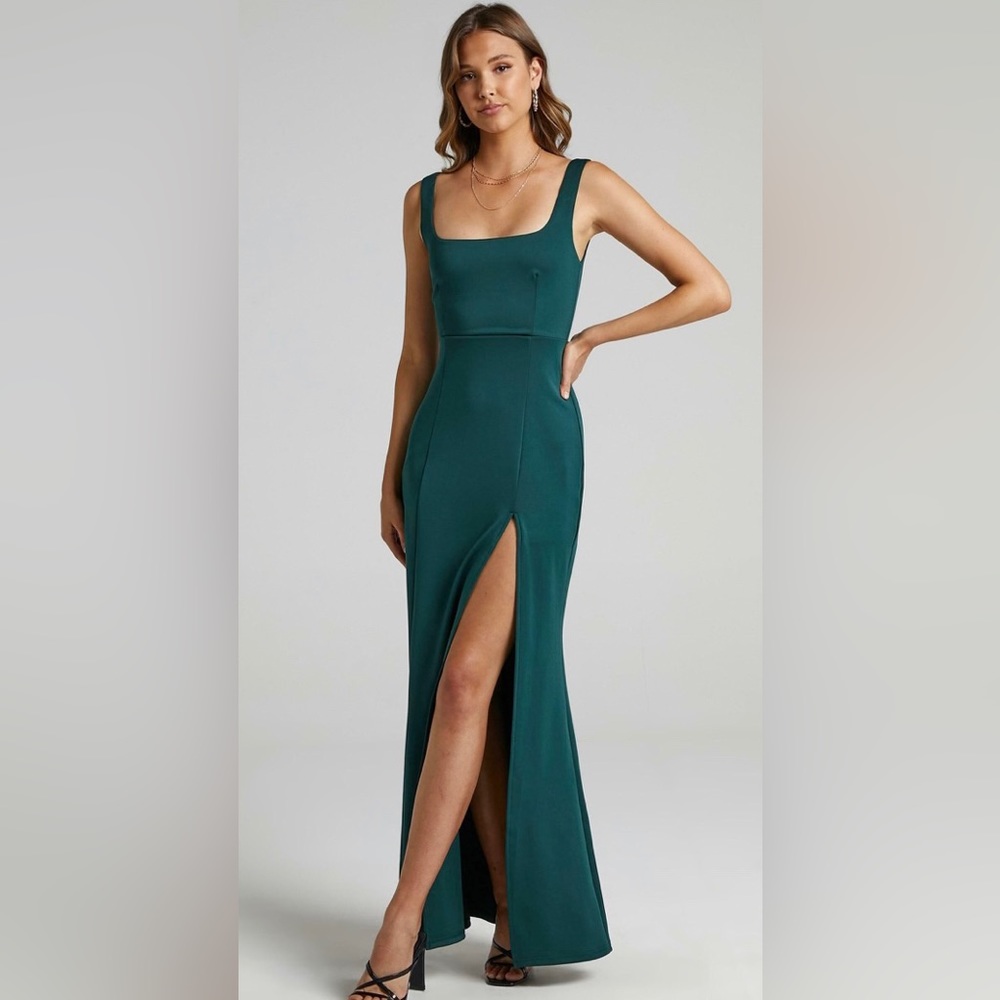SHOWPO Raquelle Square Neck Thigh Split Maxi Dress